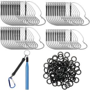 오토링 201개의 엉뚱한 벌레 도구, 100개의 실리콘 오링이 있는 잡초 없는 리그 낚시 훅 100개, 네코 리그 플라스틱 또는 고무 낚시 벌레를 위한 랜야드가 있는 1개의 엉뚱한 도구