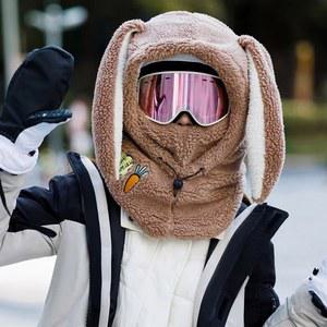 스키장갑 겨울 따뜻한 스키 헬멧 커버 야외 라이딩 플러스 벨벳 두꺼운 스키 모자 스카프 워머 귀여운 헬멧 커버 모자 가을 겨울