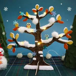 5개세트 아동부 겨울 계절수업 클레이 LED 겨울나무 만들기 키즈미술 방과후학교 창작