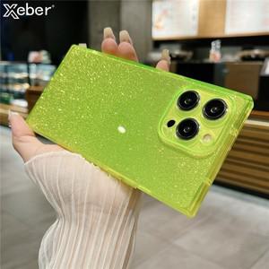 [호환]럭셔리 투명 글리터 형광 케이스, 아이폰 16, 14, 11, 12, 13, 15 프로 맥스, XS, 7 플러스, INS 소