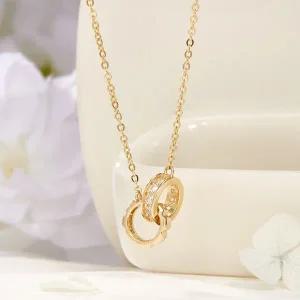 [신세계라이브쇼핑][비앤비골드] 14K 더블링 크로스 펜던트 체인 목걸이 JNN41917