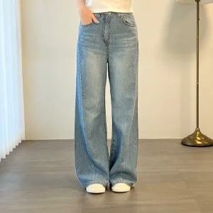 [다잇템] 여자 컷아웃 나팔 고무줄 옆면 와이드핏 사선 청바지_22341928_588872