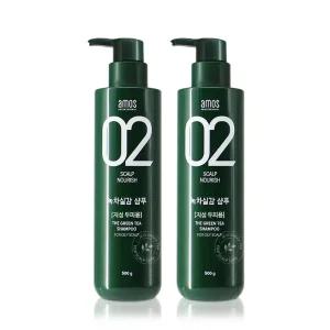 아모스 녹차실감 샴푸액 지성타입 500ml 2개
