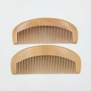 복숭아 나무 원목 한 소형 머리빗 반달형