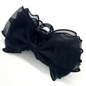 쉬폰재질 헤어스타일링 왕리본 데이트코디포인트헤어집게핀 블랙