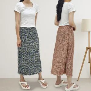 플리츠 꽃무늬 치마 여름 냉장고 주름 밴딩 고무줄 롱 촌캉스 원피스 할머니 몸빼
