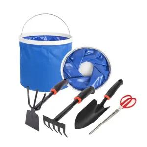 해루질도구 5종세트[양용호미+갈퀴+모종삽+일자집게+접이식물통] 갯벌체험 조개체험