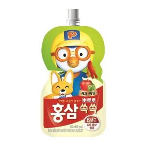 뽀로로 홍삼쏙쏙 사과 100ml 20개/미니/음료/과일/음료수/파우치/과즙/쥬스/주스/업소용/팩음료/과실/