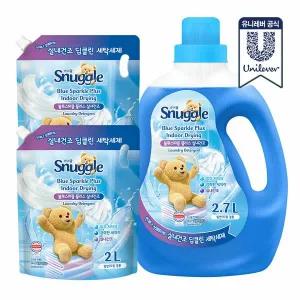 [스너글] 딥 클린 액체세제 블루스파클 플러스 실내건조 2.7L + 2L x 2개