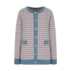 [크로커다일레이디] 트위드 배색 니트가디건_CLCWSW303