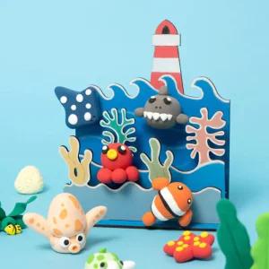 [오피스스쿨] 민화샵 KC인증 클레이 바다속풍경 DIY 여름 만들기 키트 클레이놀이 촉감놀이 미니어처만들기 MDF우드키트 선물용