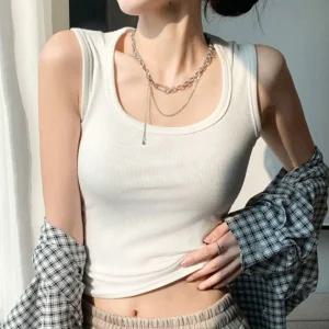 20대 30대 여자 U넥 골지 레이어드 단독 이너 나시 크롭/나시/여성/크롭티/숏나시/나시티/나시탑/민소매/이