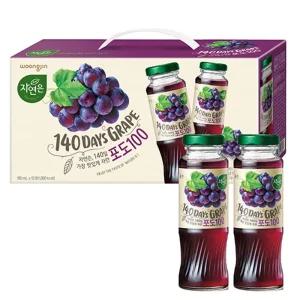 웅진 자연은 포도 주스 180ml 12병/음료/선물/세트/음료수/쥬스/접대용/병문안/종합/사무실/탕비실/손님/셋