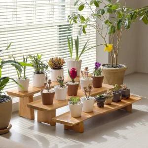 마호가니 원목 세니데코 선반 화분받침대 계단식 화분 받침대 선반 진열대 다이 플랜테리어 정리대 우드