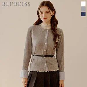 [블루레이스]셔츠 배색 라운드넥 니트 가디건_BI5F3KC4571