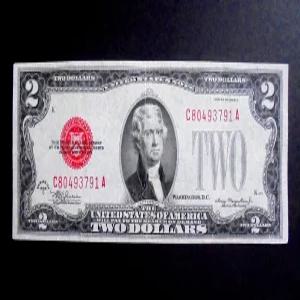미국 최 초 발행 귀한 1928년 행운의 2달러 레드씰 지폐(80493791)