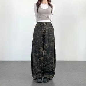 [하프클럽/이버유]카모 바지 파라슈트 밀리터리 핀턱 와이드 팬츠