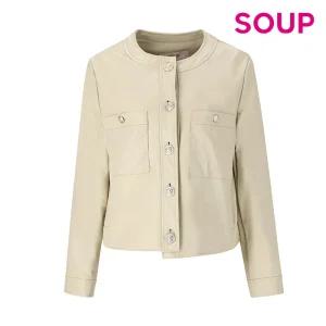 페이크 레더 라운드넥 크롭 자켓(SZ2LE31)