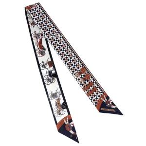 에르메스 스카프 LES VOITURES NOUVELLES TWILLY 트윌리 실크 블랙/카라멜