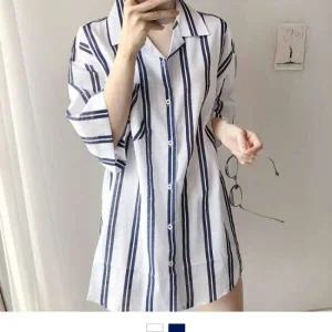 리조트룩 여자 스트라이프 남방 오버핏