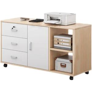 프린터 선반 사무실 복사기 복합기 받침대 거치대 서랍장(90CM) - 월넛색