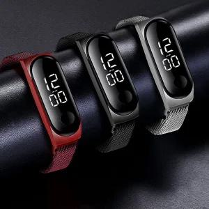 LED 스크린 남자 여자 스포츠 메탈 방수 손목시계