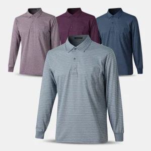 중년 남성 면혼방 긴팔 카라 티셔츠 THA07 봄 가을