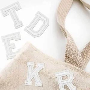 와펜 스티커 패치 알파벳 의류 열접착 자수 흰색 자수패치 와펜패치 자수와펜 의류패치 열스티커