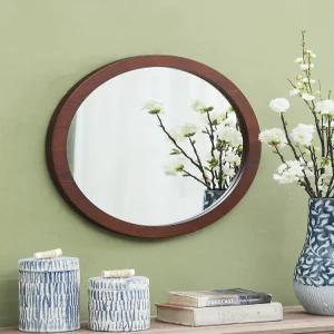 팔각 원목 거울 레이스형 미러 대형 앤틱 원형 오크색