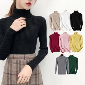 여성 도톰 골지 목폴라 니트 터틀넥 목폴라티 목티