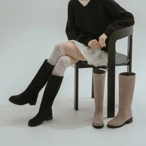 SOVO 스완 스웨이드 로우힐 부츠 4cm