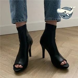 여성용 하이힐 오픈토 부티 고급스러운 키높이-WFH2SGA