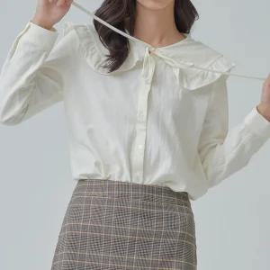 [미쏘]프릴 빅카라 블라우스(MIWBLAT13G)