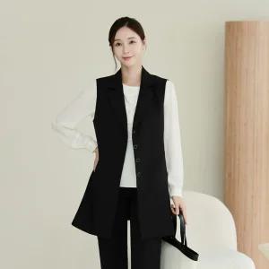 여성 가을 카라 빅사이즈 정장 롱 베스트 조끼 40-50대 미시 중년여성 엄마옷