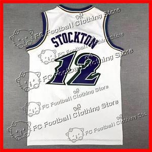 미국 농구 존 스톡턴 No. 12 저지 1991-92 레트로 저지 Mitchell & Ness 흰색 부모-자식 민소매 조끼 Quick