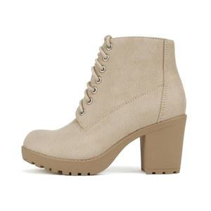 소다 세컨드 러그 솔 힐 컴뱃 발목 부티 레이스업 사이드 지퍼