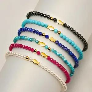 골드앤 순금 24K 행운 물고기 천연석 비즈 팔찌