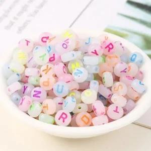 이니셜 원형 비즈 100p 팔찌 공예 재료 야광 형광 알파벳 영어 숫자 세트 부자재