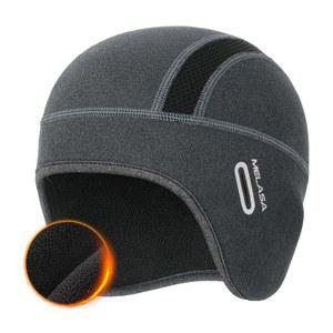 멜라사 보온 플리스 스컬 캡 비니에 안경 구멍, 이어 워머 헬멧 라이너, 남성용 겨울 자전거 모자