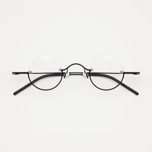 YUJO 심플 원형 거꾸로 반무테 안경