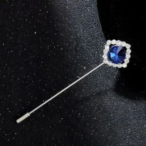 [콩심팥심]블루 사각 큐빅 브로치 남자 셔츠 정장 카라핀