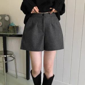 [66까지] 개미허리 A라인 프리 뒷밴딩 모직 반바지