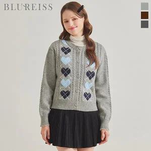 [블루레이스]하트 아가일 패턴 니트 가디건_BI5W1KC4591