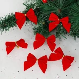 고품질 오너먼트 빨강 트리 12개 세트 리본 크리스마스 (WD98652)