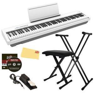 롤랜드 FP-30X 88키 디지털 피아노 - 조절 가능한 스탠드, 벤치, 서스테인 페달, 온라인 레슨, 교육용 DVD, 오스틴 바자 연마 천이 포함된 흰색 번들