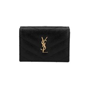 생로랑 668274 BOWA1 1000 카산드라 모노그램 마틀라세 금장 미니 반지갑