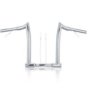 모킷도라 12인치 라이즈 1-1/4인치 뚱뚱한 1인치 클램프 에이프 행거 치즐 핸들 바 Z 할리 다이나 소프트테일 스포츠스터 XL 883/1200 1994-업 로드 킹 & 1998-2013 글라이드 크롬