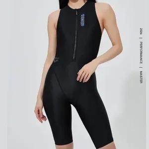 아레나 링크 선수4부 반신 차이나백 A4SL1CE05BLK 여성 반신수영복