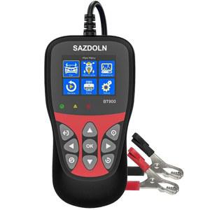 SAZDOLN BT900 자동차 배터리 테스터 6V 8V 12V, 100-2000CCA 부하 분석기, 트럭 해상 오토바이 SUV 보트용 디지털 블랙