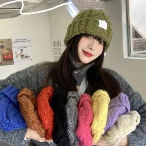 여성 겨울 스웨터 숏 케이블 비니 꽈배기 니트 모자